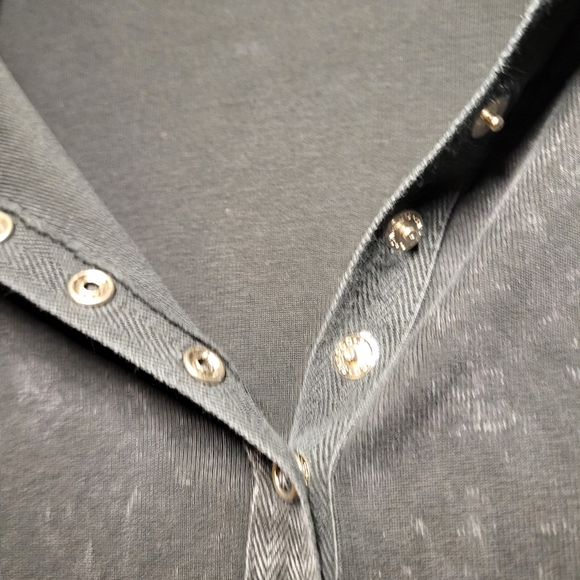 TRYST Vintage Lightweight Distressed Black Button Down Hoodie - Picture 9 of 10